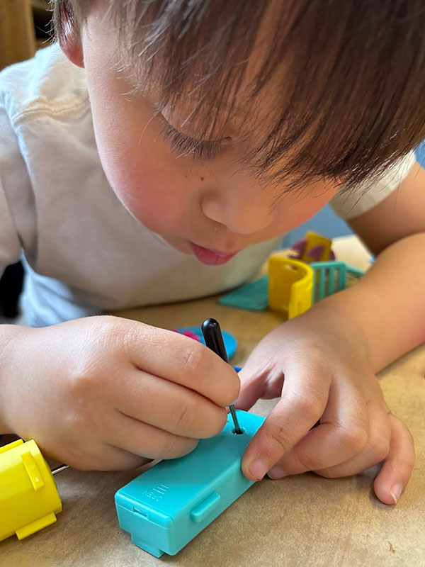 child working on project